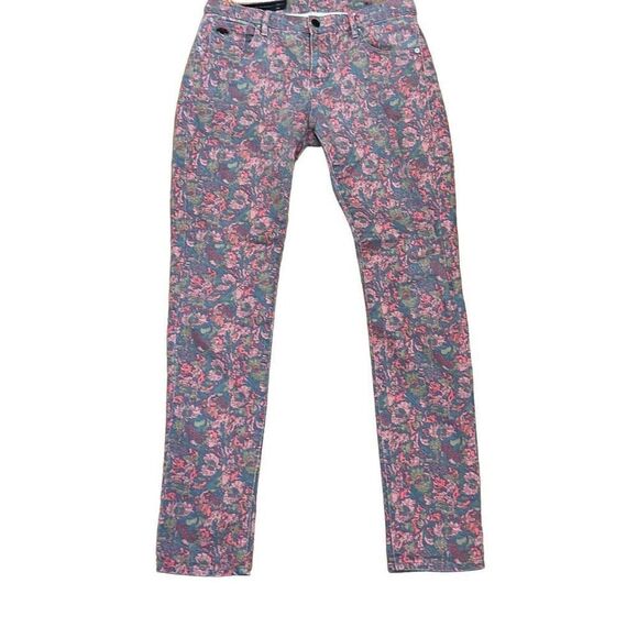Armani Exchange Skinny Pink Floral Printed Mid Rise Jeans A/X - Picture 1 of 4